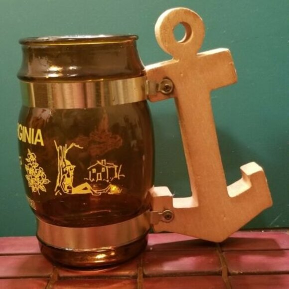 Vintage 1970s West Virginia Almost Heaven Souvenir Mug Wooden Anchor Handle - Picture 3 of 11